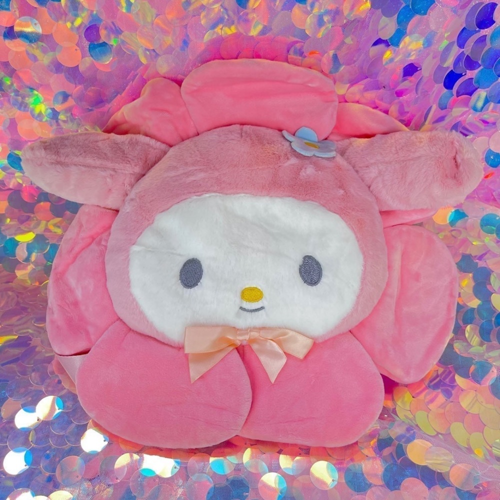 Pastel pink My Melody Flower Plush Backpack